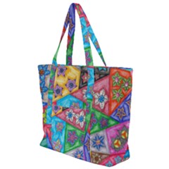 Stained Glass Flowers  Zip Up Canvas Bag by okhismakingart