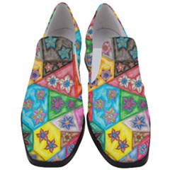 Stained Glass Flowers  Slip On Heel Loafers by okhismakingart