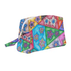 Stained Glass Flowers  Wristlet Pouch Bag (medium)