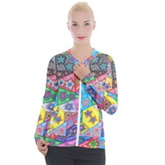 Stained Glass Flowers  Casual Zip Up Jacket