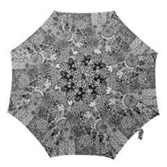 Floral Jungle Black And White Hook Handle Umbrellas (small) by okhismakingart