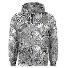 Floral Jungle Black And White Men s Zipper Hoodie by okhismakingart