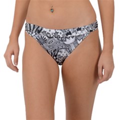 Floral Jungle Black And White Band Bikini Bottom by okhismakingart