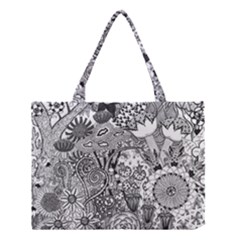 Floral Jungle Black And White Medium Tote Bag by okhismakingart