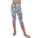 Floral Jungle Black and White Kids  Lightweight Velour Capri Leggings  View1