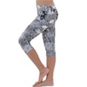 Floral Jungle Black and White Kids  Lightweight Velour Capri Leggings  View2