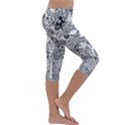 Floral Jungle Black and White Kids  Lightweight Velour Capri Leggings  View3