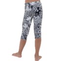 Floral Jungle Black and White Kids  Lightweight Velour Capri Leggings  View4