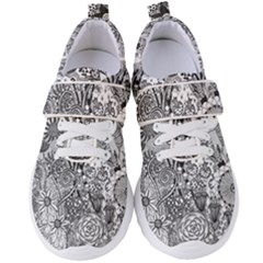 Floral Jungle Black And White Women s Velcro Strap Shoes by okhismakingart