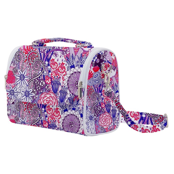 Floral Jungle Purple Satchel Shoulder Bag