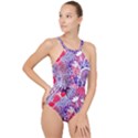 Floral Jungle Purple High Neck One Piece Swimsuit View1