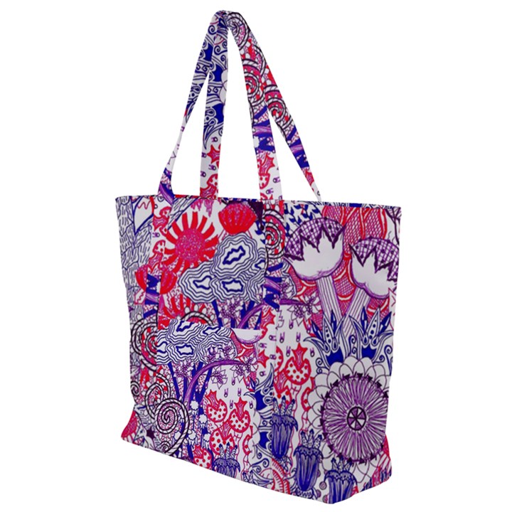 Floral Jungle Purple Zip Up Canvas Bag