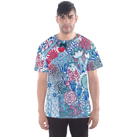 Floral Jungle Blue Men s Sports Mesh Tee by okhismakingart