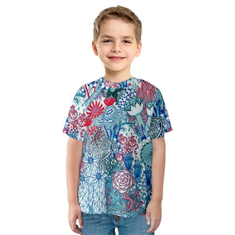 Floral Jungle Blue Kids  Sport Mesh Tee by okhismakingart