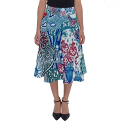 Floral Jungle Blue Perfect Length Midi Skirt by okhismakingart