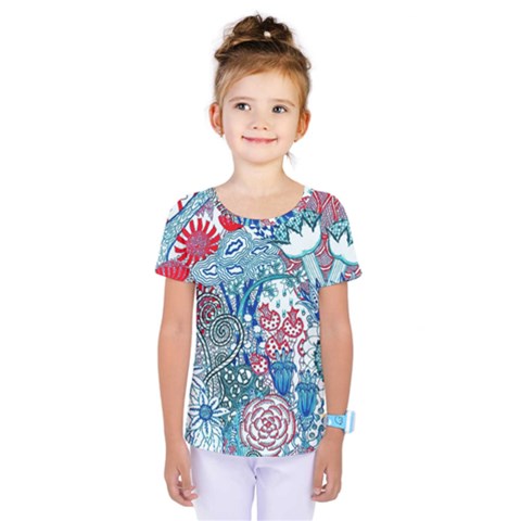 Floral Jungle Blue Kids  One Piece Tee by okhismakingart