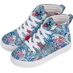 Floral Jungle Blue Kids  Hi-top Skate Sneakers by okhismakingart