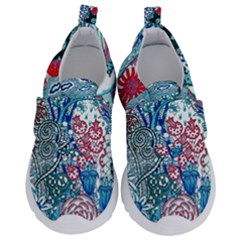 Floral Jungle Blue Kids  Velcro No Lace Shoes by okhismakingart