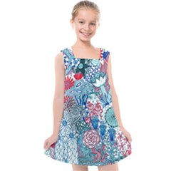 Floral Jungle Blue Kids  Cross Back Dress by okhismakingart