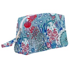 Floral Jungle Blue Wristlet Pouch Bag (large)