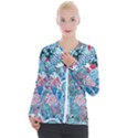 Floral Jungle Blue Casual Zip Up Jacket View1