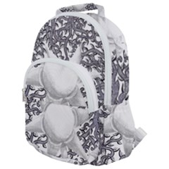 Geometric Flower And Vines 01 Rounded Multi Pocket Backpack