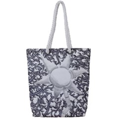 Geometric Flower And Vines 01 Full Print Rope Handle Tote (small) by okhismakingart