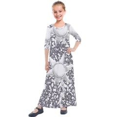 Geometric Flower And Vines 01 Kids  Quarter Sleeve Maxi Dress by okhismakingart