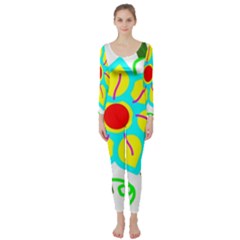 Digital Flower Long Sleeve Catsuit by okhismakingart