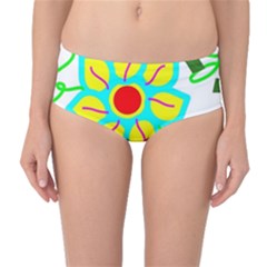 Digital Flower Mid-waist Bikini Bottoms by okhismakingart