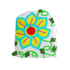 Digital Flower Drawstring Pouch (xl) by okhismakingart