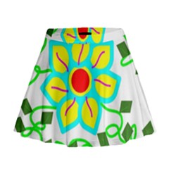 Digital Flower Mini Flare Skirt by okhismakingart