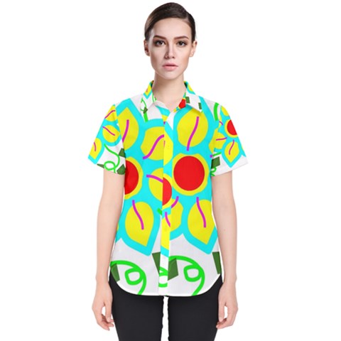 Digital Flower Women s Short Sleeve Shirt by okhismakingart