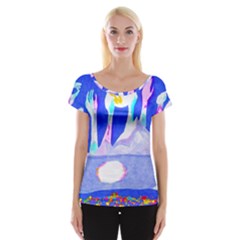 Angel s City In Blue Cap Sleeve Top by okhismakingart