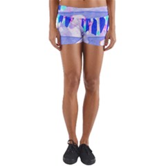 Angel s City In Blue Yoga Shorts by okhismakingart