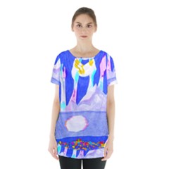 Angel s City In Blue Skirt Hem Sports Top by okhismakingart