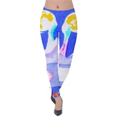 Angel s City In Blue Velvet Leggings by okhismakingart