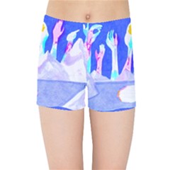 Angel s City In Blue Kids  Sports Shorts