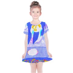 Angel s City In Blue Kids  Simple Cotton Dress by okhismakingart