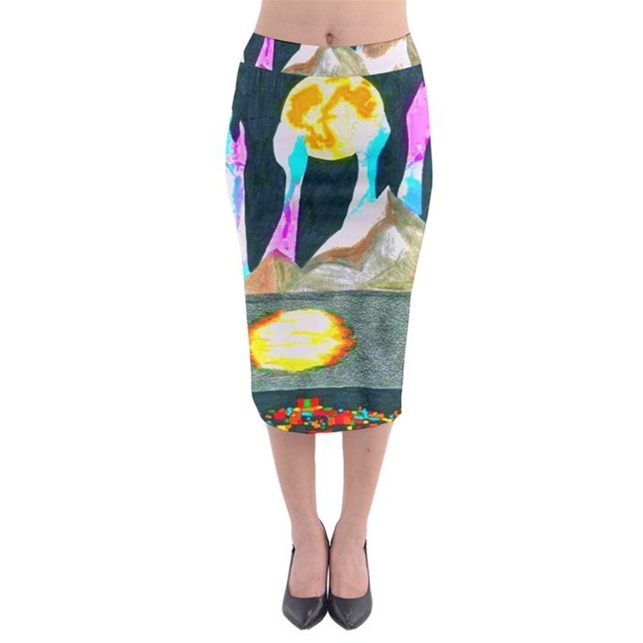 Angel s City Scanned Version Midi Pencil Skirt