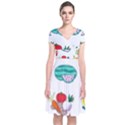 Fruits Veggies Short Sleeve Front Wrap Dress View1