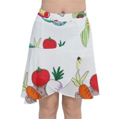 Fruits Veggies Chiffon Wrap Front Skirt by okhismakingart