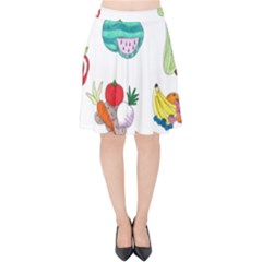 Fruits Veggies Velvet High Waist Skirt by okhismakingart