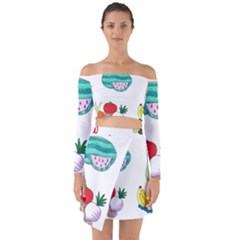 Fruits Veggies Off Shoulder Top With Skirt Set by okhismakingart