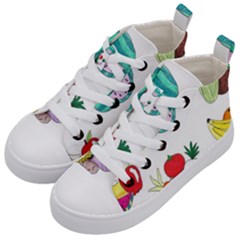 Fruits Veggies Kids  Mid-top Canvas Sneakers by okhismakingart