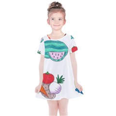 Fruits Veggies Kids  Simple Cotton Dress by okhismakingart