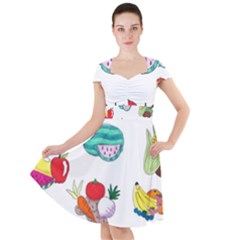 Fruits Veggies Cap Sleeve Midi Dress by okhismakingart