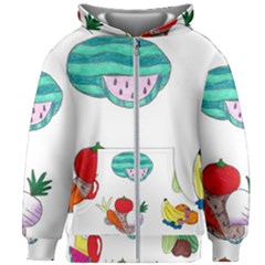 Fruits Veggies Kids  Zipper Hoodie Without Drawstring by okhismakingart