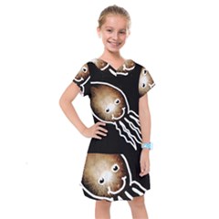 Friendly Firework Squid Kids  Drop Waist Dress by okhismakingart