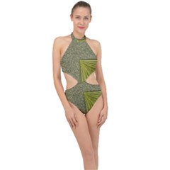 Electric Field Art I Halter Side Cut Swimsuit by okhismakingart